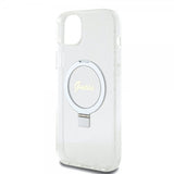 Guess iPhone 15 Plus Deksel Ring Stand Glitter MagSafe Transparent