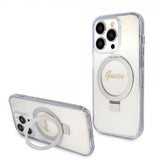 Guess iPhone 15 Pro Max Deksel Ring Stand Glitter MagSafe Transparent