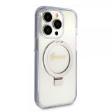 Guess iPhone 15 Pro Max Deksel Ring Stand Glitter MagSafe Transparent