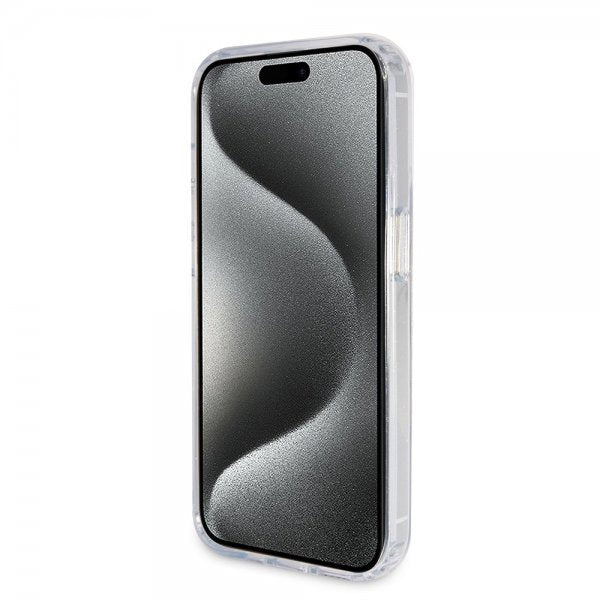 Guess iPhone 15 Pro Max Deksel Ring Stand Glitter MagSafe Transparent