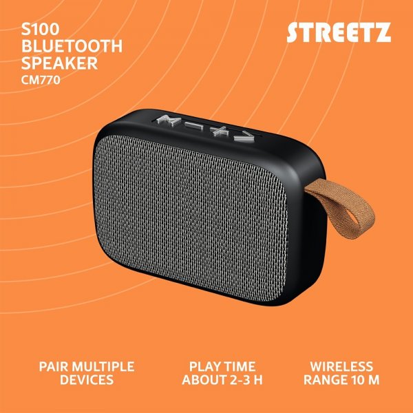 Streetz Høyttaler S100 Portable Compact Bluetooth Speaker Svart