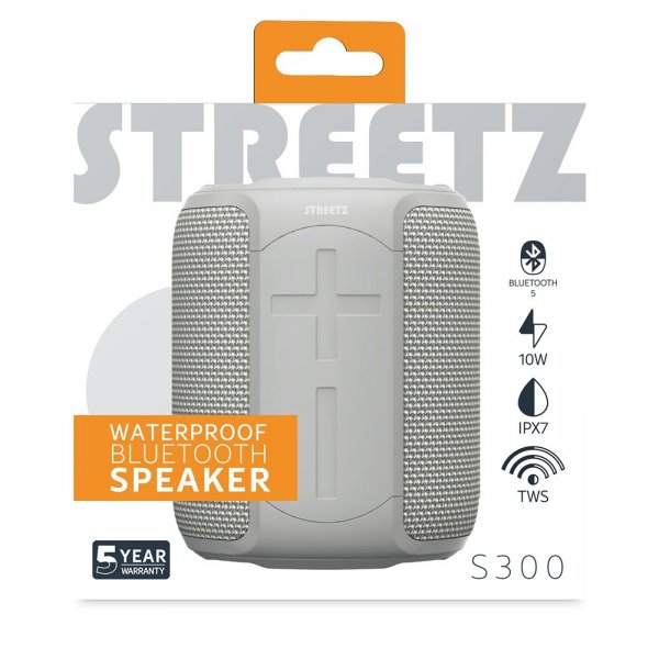 Streetz Høyttaler S300 Waterproof Bluetooth Speaker Grå