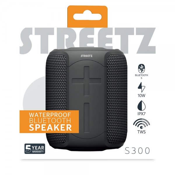 Streetz Høyttaler S300 Waterproof Bluetooth Speaker Svart