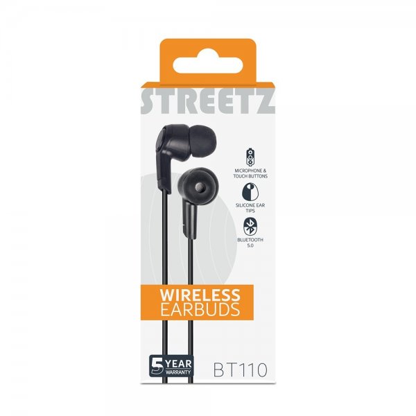Streetz Hodetelefoner BT110 Wireless Earbuds Svart