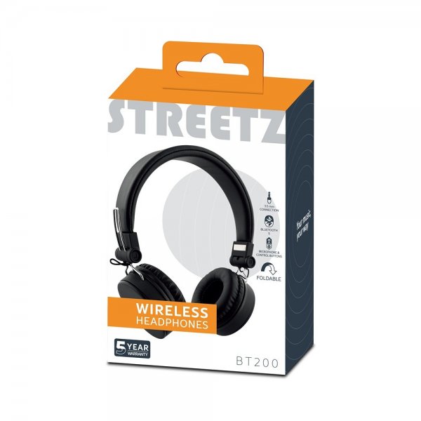 Streetz Hodetelefoner BT200 Wireless Headphones Svart