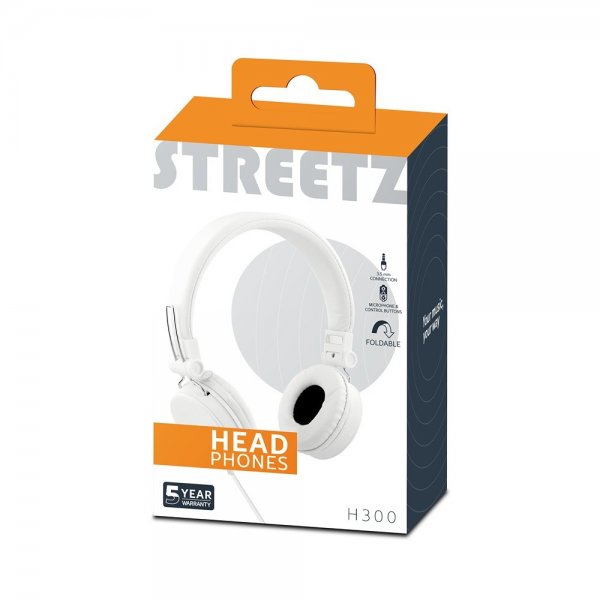Streetz Hodetelefoner H300 Headphones 3.5mm Hvit