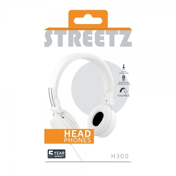 Streetz Hodetelefoner H300 Headphones 3.5mm Hvit