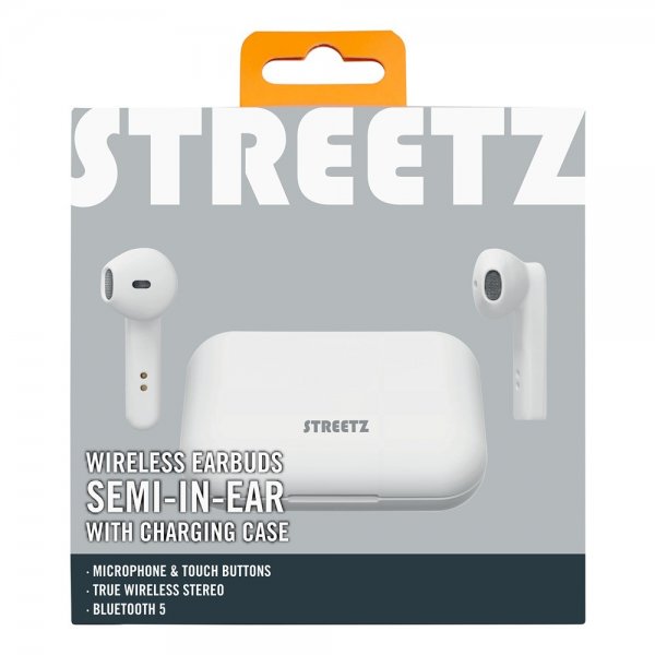 Streetz Hodetelefoner T110 Wireless Earbuds Semi-In-Ear Hvit