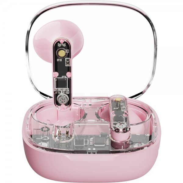 Streetz Hodetelefoner T150 Transparent True Wireless Earbuds Rosa