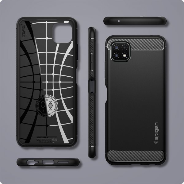 Spigen Samsung Galaxy A22 5G Deksel Rugged Armor Matte Black