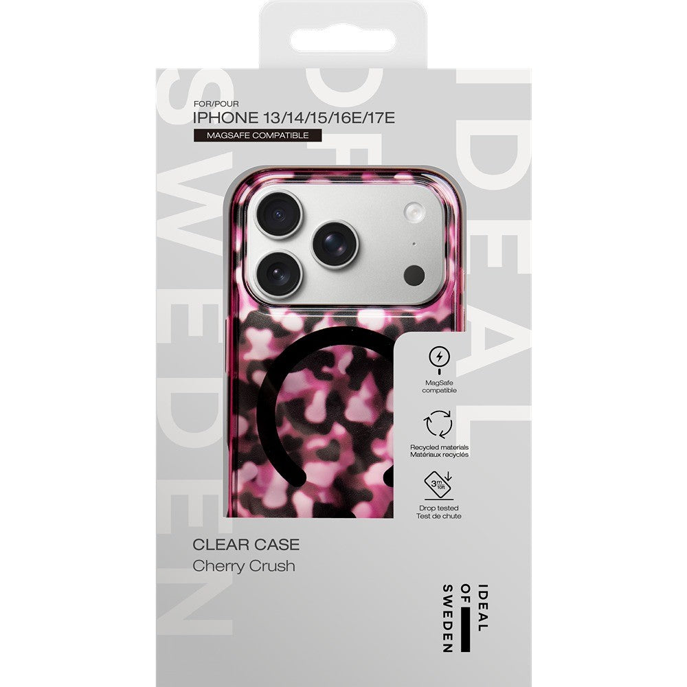 Ideal of Sweden iPhone 13/14/15/16e/17e Klar deksel med MagSafe Cherry Crush