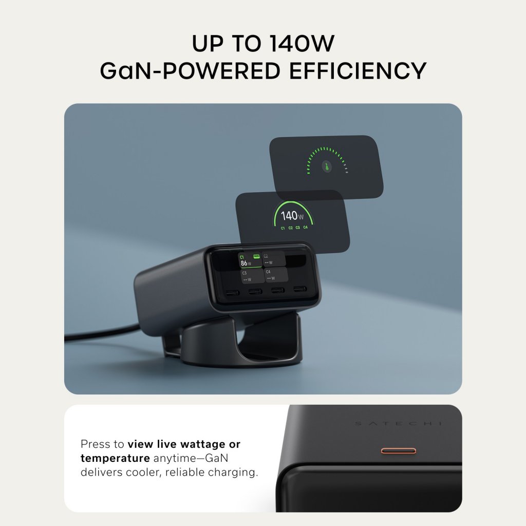 Satechi ChargeView 140W-skrivebordslader Space Black