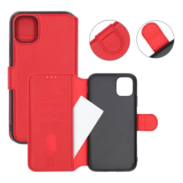 Rvelon iPhone 11 Etui Utbrettbar Kortlomme Rød