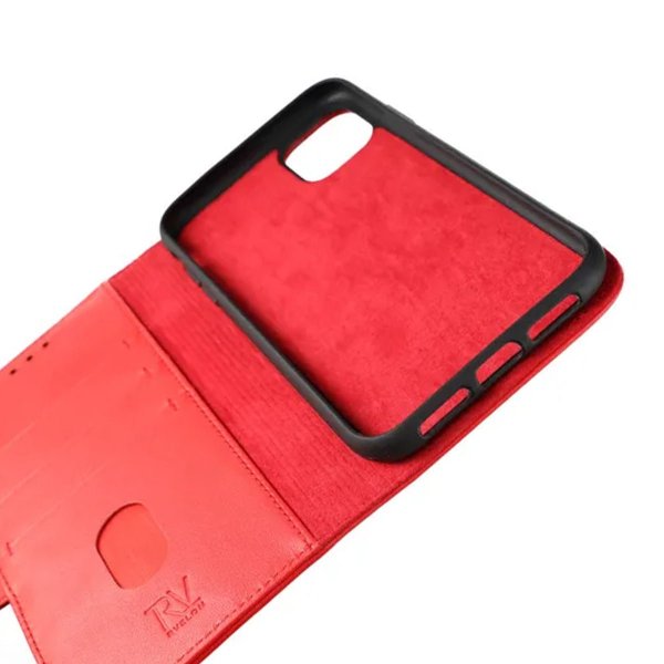 Rvelon iPhone 11 Etui Ekte Skinn Rød