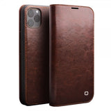 Qialino iPhone 11 Pro Max Etui Ekte Skinn Kortlomme Brun