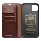 Qialino iPhone 11 Pro Max Etui Ekte Skinn Kortlomme Brun