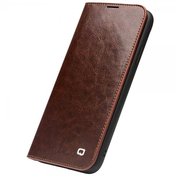 Qialino iPhone 11 Pro Max Etui Ekte Skinn Kortlomme Brun