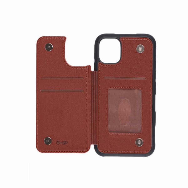 iPhone 11 Pro Deksel Utbrettbar Kortlomme Brun