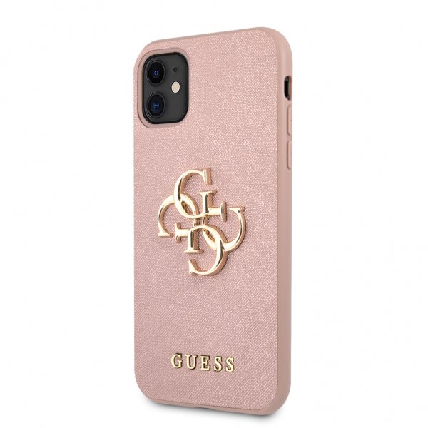 Guess iPhone 11 Deksel 4G Logo Saffiano Rosa