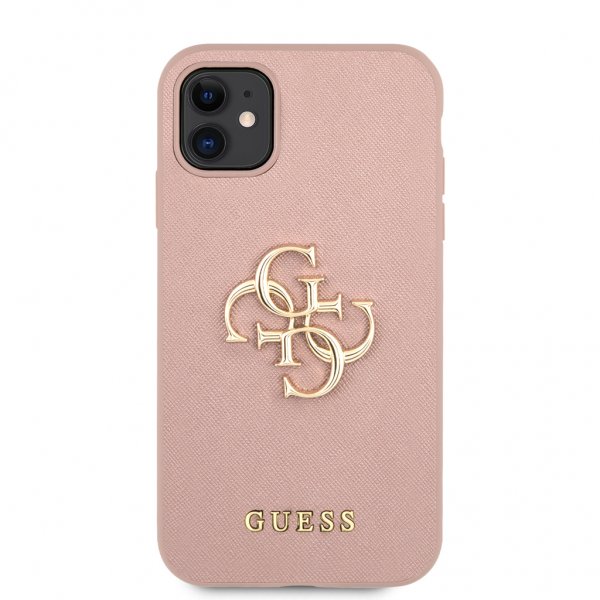 Guess iPhone 11 Deksel 4G Logo Saffiano Rosa