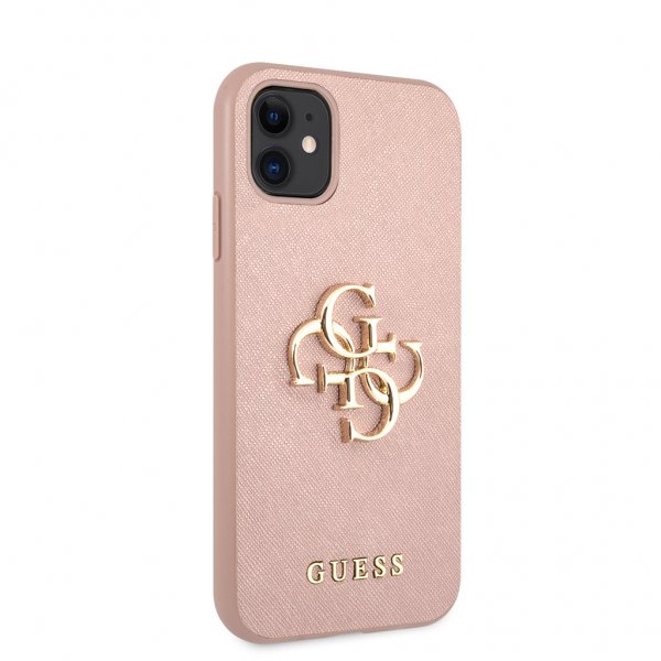 Guess iPhone 11 Deksel 4G Logo Saffiano Rosa