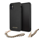 Guess iPhone 11 Deksel Saffiano Chain Svart