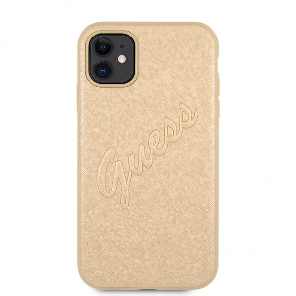 Guess iPhone 11 Deksel Saffiano Vintage Script Gull