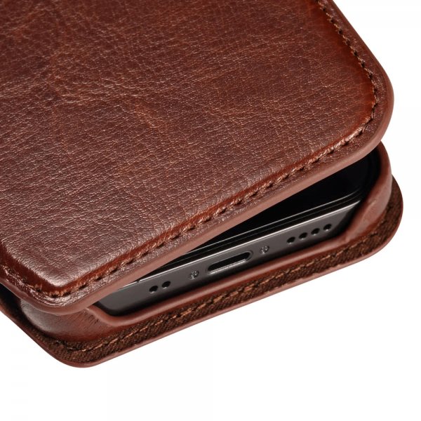 holdit iPhone 12 Mini Etui Berlin Löstagbart Deksel Mörkbrun