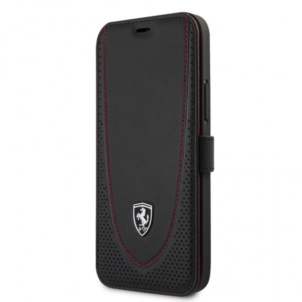 Ferrari iPhone 12/iPhone 12 Pro Etui Logo Perforert Svart