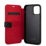 Ferrari iPhone 12/iPhone 12 Pro Etui Logo Perforert Svart