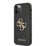 Guess iPhone 12/iPhone 12 Pro Deksel 4G Logo Saffiano Svart