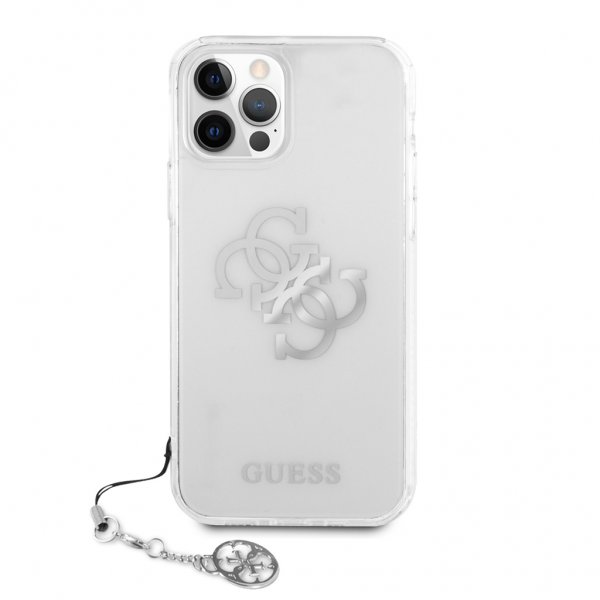 Guess iPhone 12/iPhone 12 Pro Deksel 4G Logo Sølv Klar