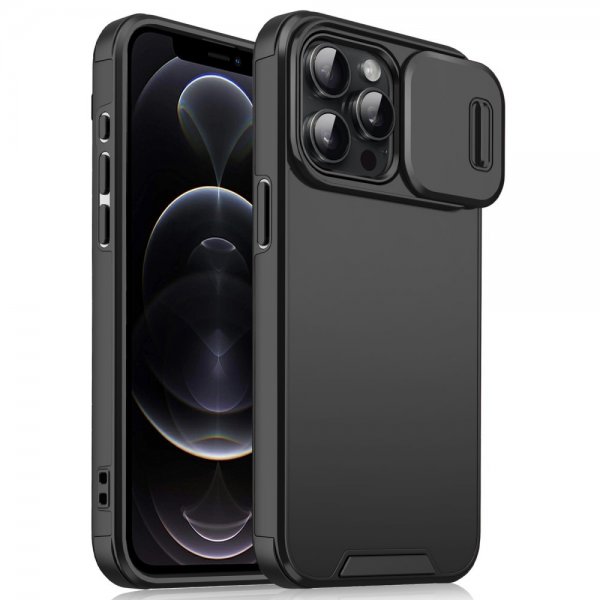 iPhone 12/iPhone 12 Pro Deksel Camera Slide Svart