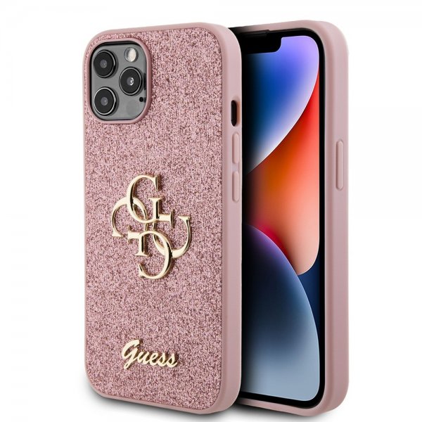 Guess iPhone 12/iPhone 12 Pro Deksel Fixed Glitter Rosa