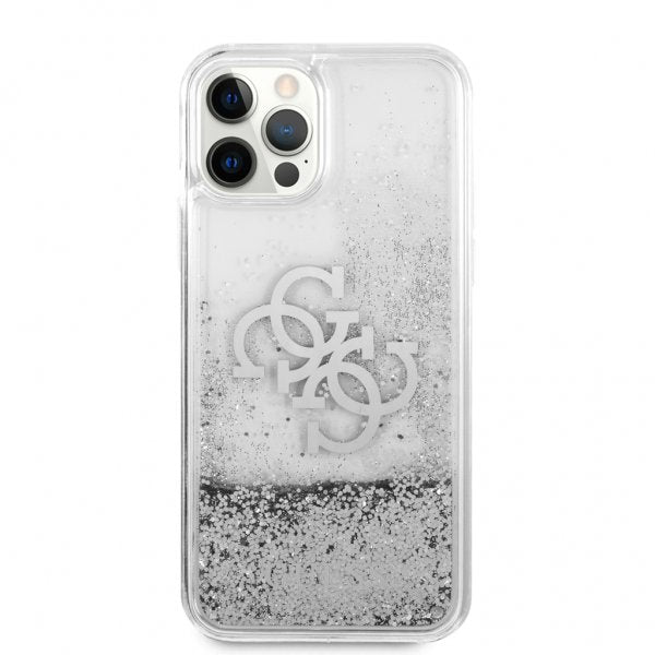 Guess iPhone 12/iPhone 12 Pro Deksel Liquid Glitter Sølv Klar