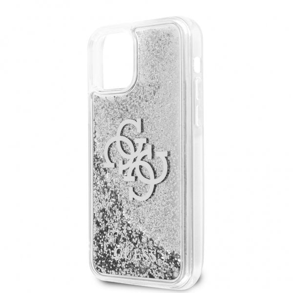 Guess iPhone 12/iPhone 12 Pro Deksel Liquid Glitter Sølv Klar