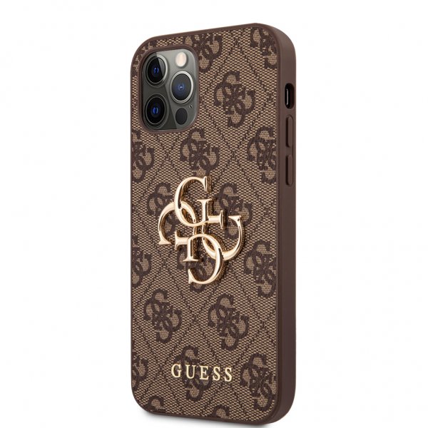 Guess iPhone 12/iPhone 12 Pro Deksel Metal Logo Brun
