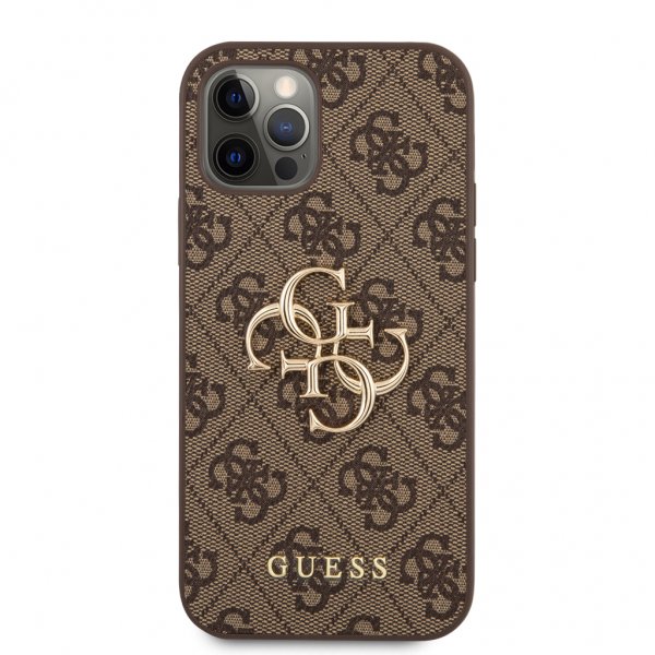 Guess iPhone 12/iPhone 12 Pro Deksel Metal Logo Brun