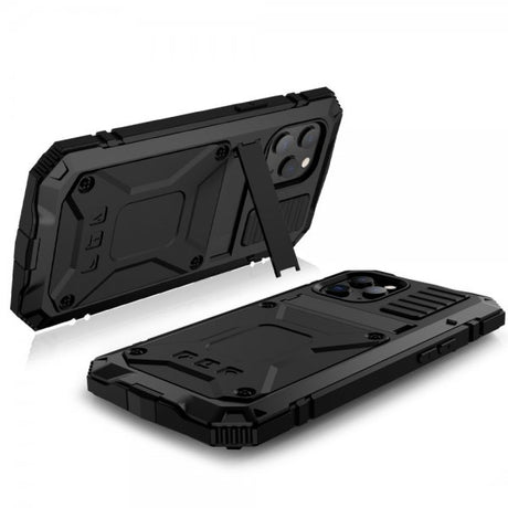 R-JUST iPhone 12/iPhone 12 Pro Deksel Metall Støtsikker Svart