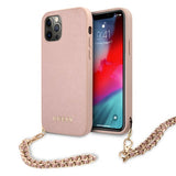 Guess iPhone 12/iPhone 12 Pro Deksel Saffiano Chain Rosa