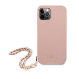 Guess iPhone 12/iPhone 12 Pro Deksel Saffiano Chain Rosa