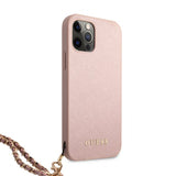 Guess iPhone 12/iPhone 12 Pro Deksel Saffiano Chain Rosa
