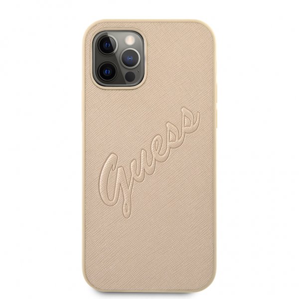 Guess iPhone 12/iPhone 12 Pro Deksel Saffiano Vintage Script Gull