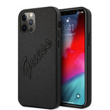 Guess iPhone 12/iPhone 12 Pro Deksel Saffiano Vintage Script Svart