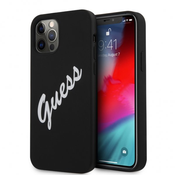 Guess iPhone 12/iPhone 12 Pro Deksel Vintage Silicone Svart