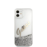 Guess iPhone 12 Mini Deksel Liquid Glitter Vintage Sølv