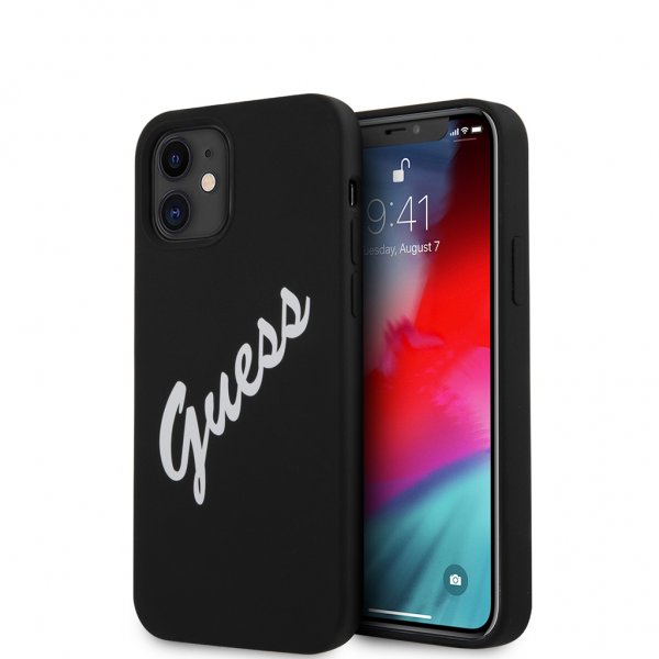 Guess iPhone 12 Mini Deksel Vintage Silicone Svart