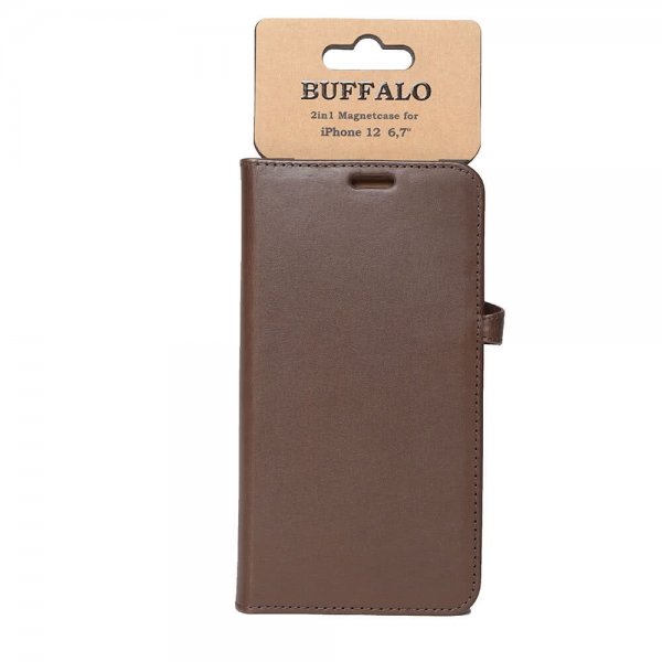 Buffalo iPhone 12 Pro Max Etui Buffalo Löstagbart Deksel Brun