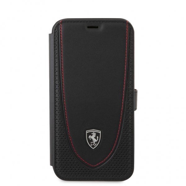 Ferrari iPhone 12 Pro Max Etui Logo Perforert Svart