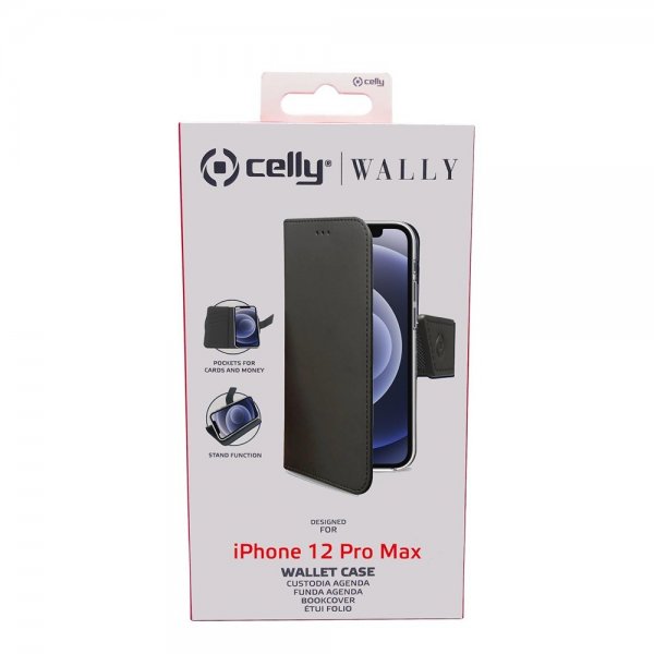Celly iPhone 12 Pro Max Etui Wally Wallet Case Svart